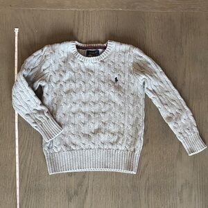 Polo by Ralph Lauren Light Gray Cable Knit Crewneck Sweater